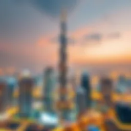 A stunning view of the Burj Khalifa towering over the Dubai skyline