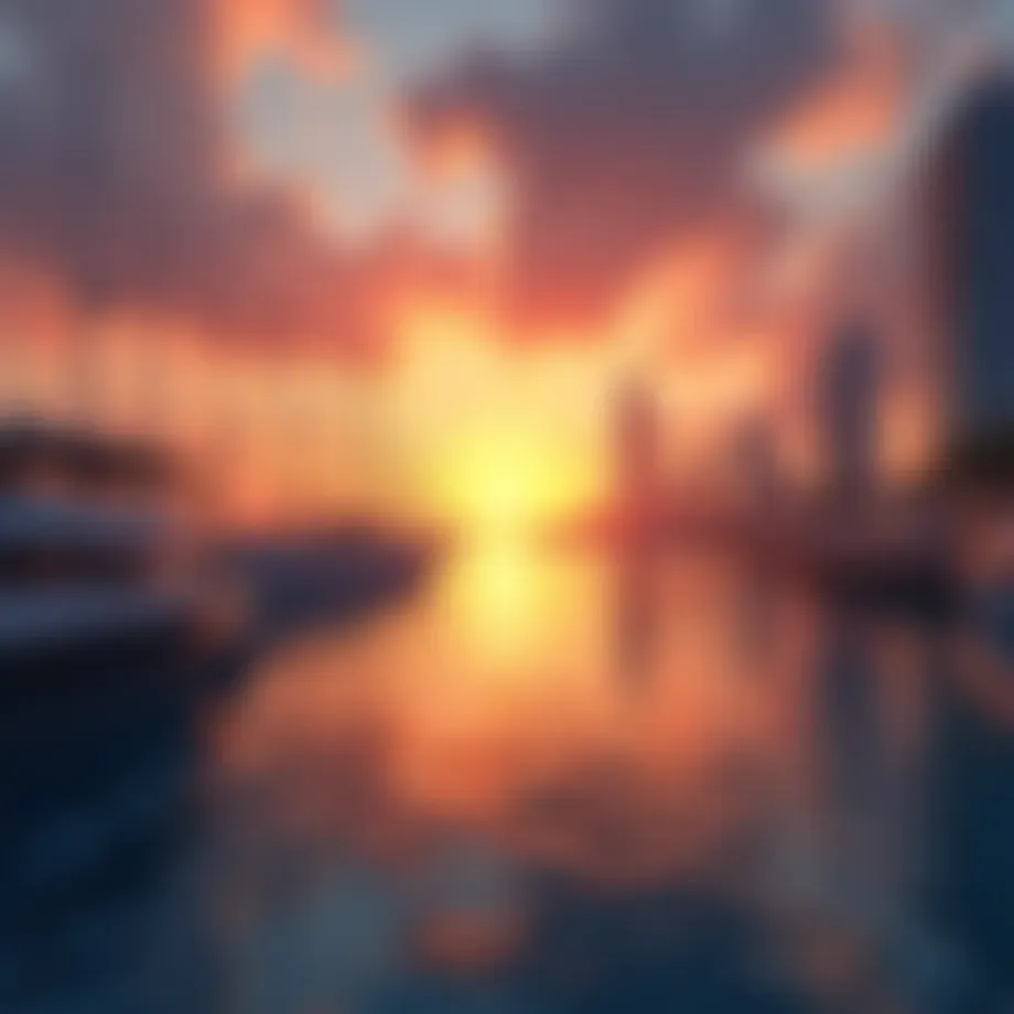 Sunset view over Marina JBR Beach