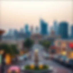 Vibrant Town Square Dubai skyline showcasing diverse architecture