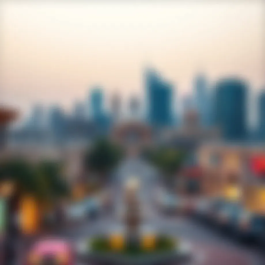 Vibrant Town Square Dubai skyline showcasing diverse architecture